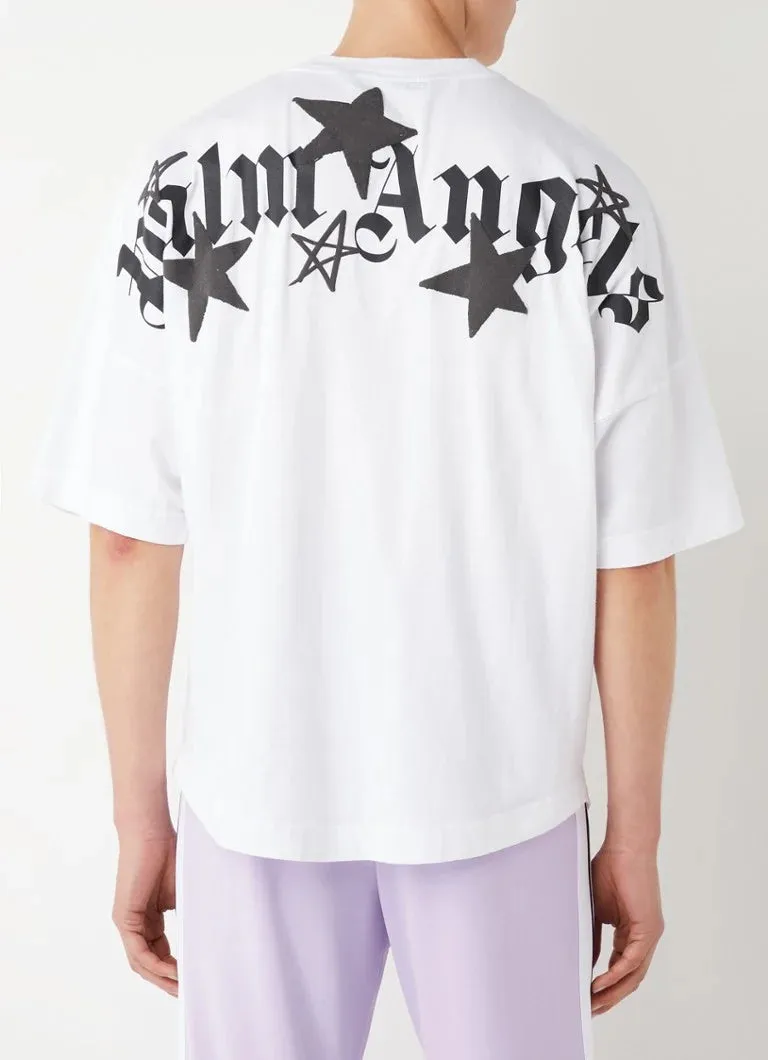 White Oversized Shooting Stars Logo PALM ANGELS T-shirt