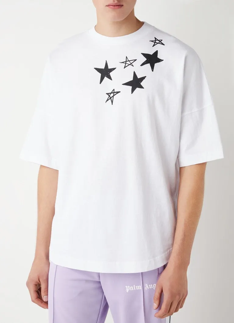 White Oversized Shooting Stars Logo PALM ANGELS T-shirt