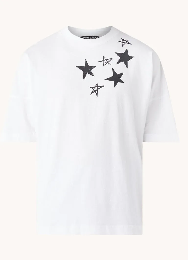 White Oversized Shooting Stars Logo PALM ANGELS T-shirt