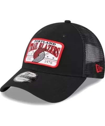 White/Black Portland Trail Blazers Throwback 2Tone Fitted Hat by New Era Men's NBA