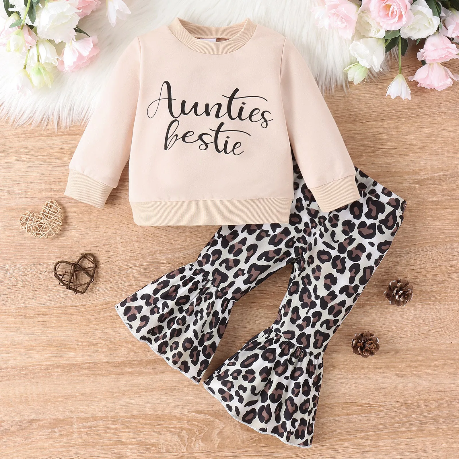 Wholesale Baby Girls' 2-Piece Sets: Lettered Tops and Leopard Print Pants