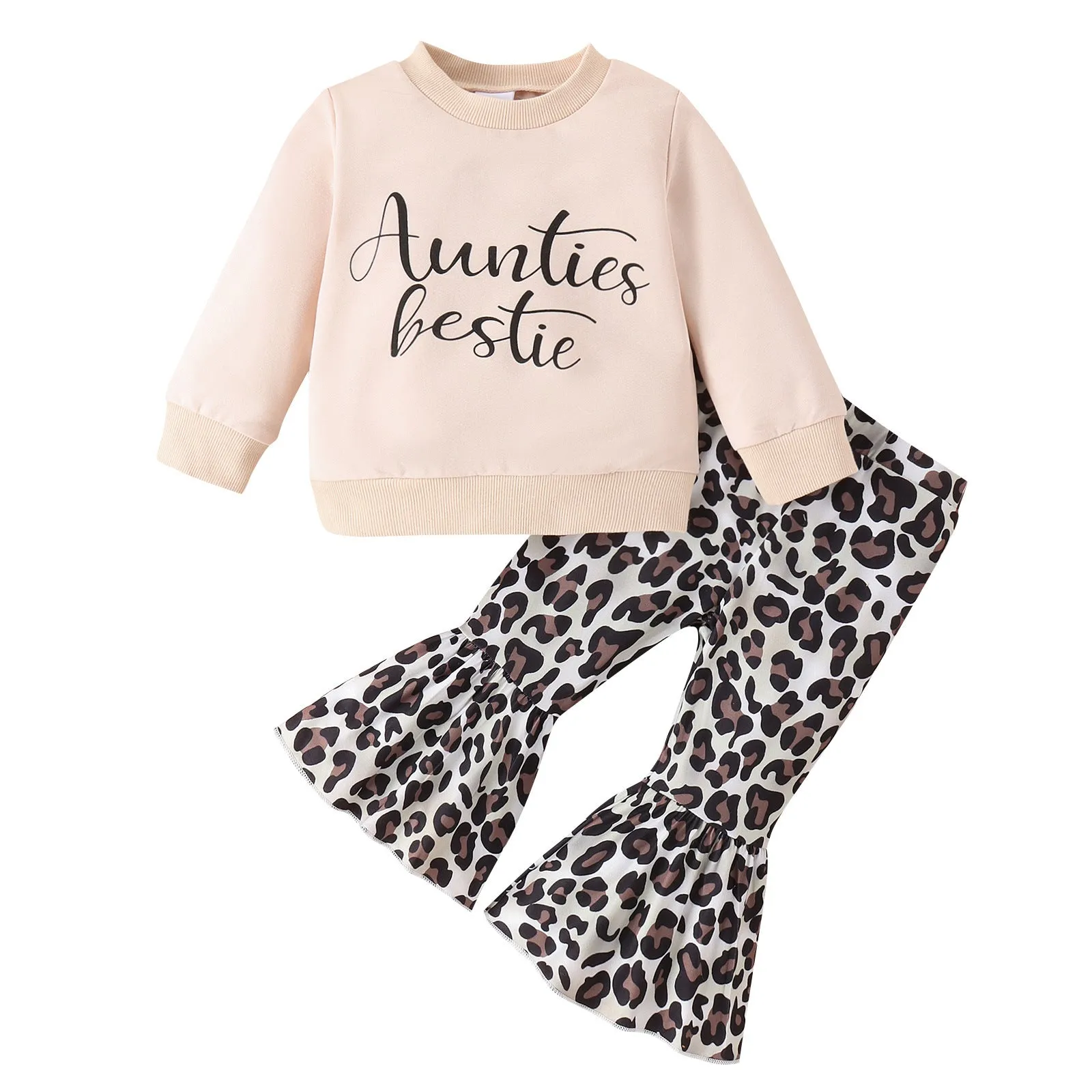 Wholesale Baby Girls' 2-Piece Sets: Lettered Tops and Leopard Print Pants