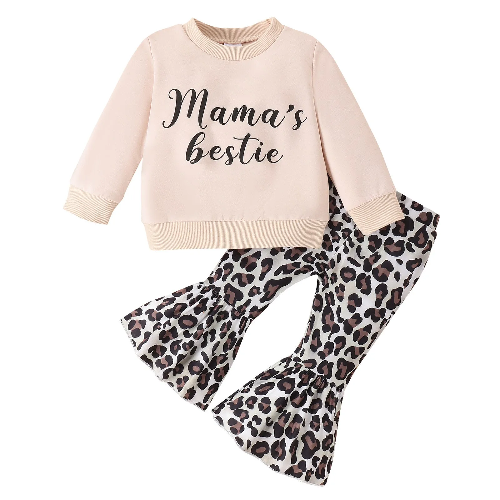 Wholesale Baby Girls' 2-Piece Sets: Lettered Tops and Leopard Print Pants