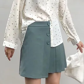 High Waist Mini Skirts Korean Preppy Style Elegant A-line