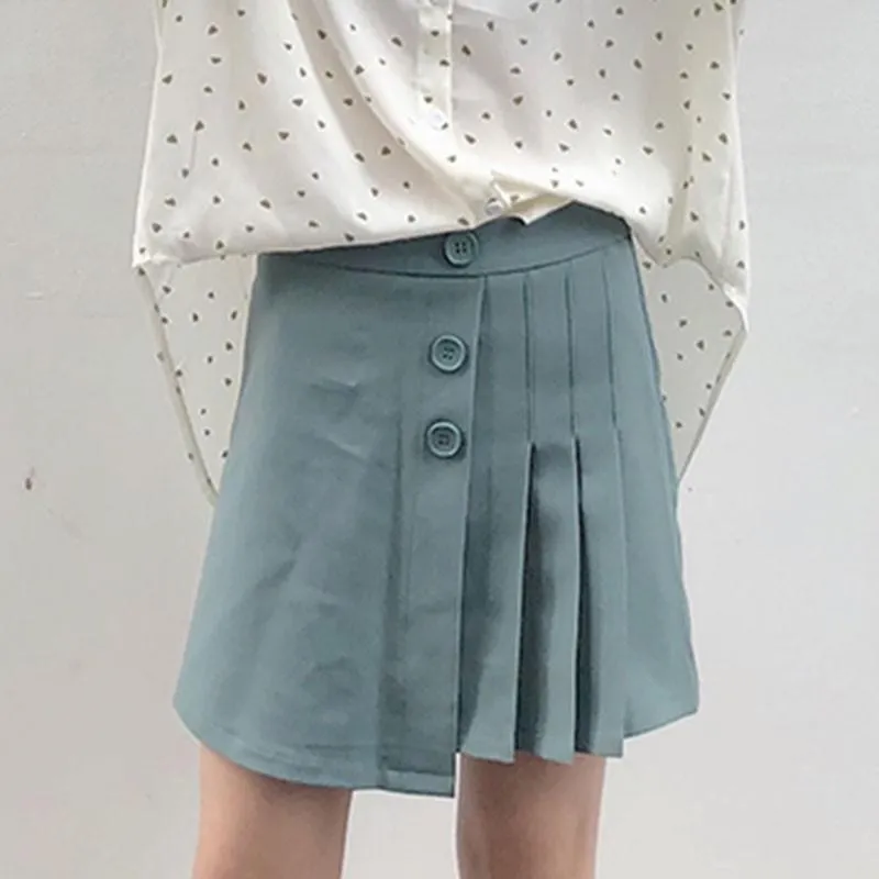 High Waist Mini Skirts Korean Preppy Style Elegant A-line