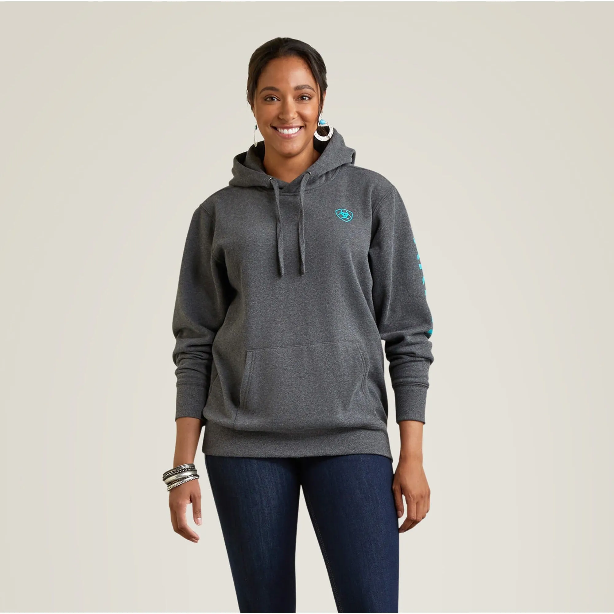 Women's Charcoal Heather Logo Hoodie