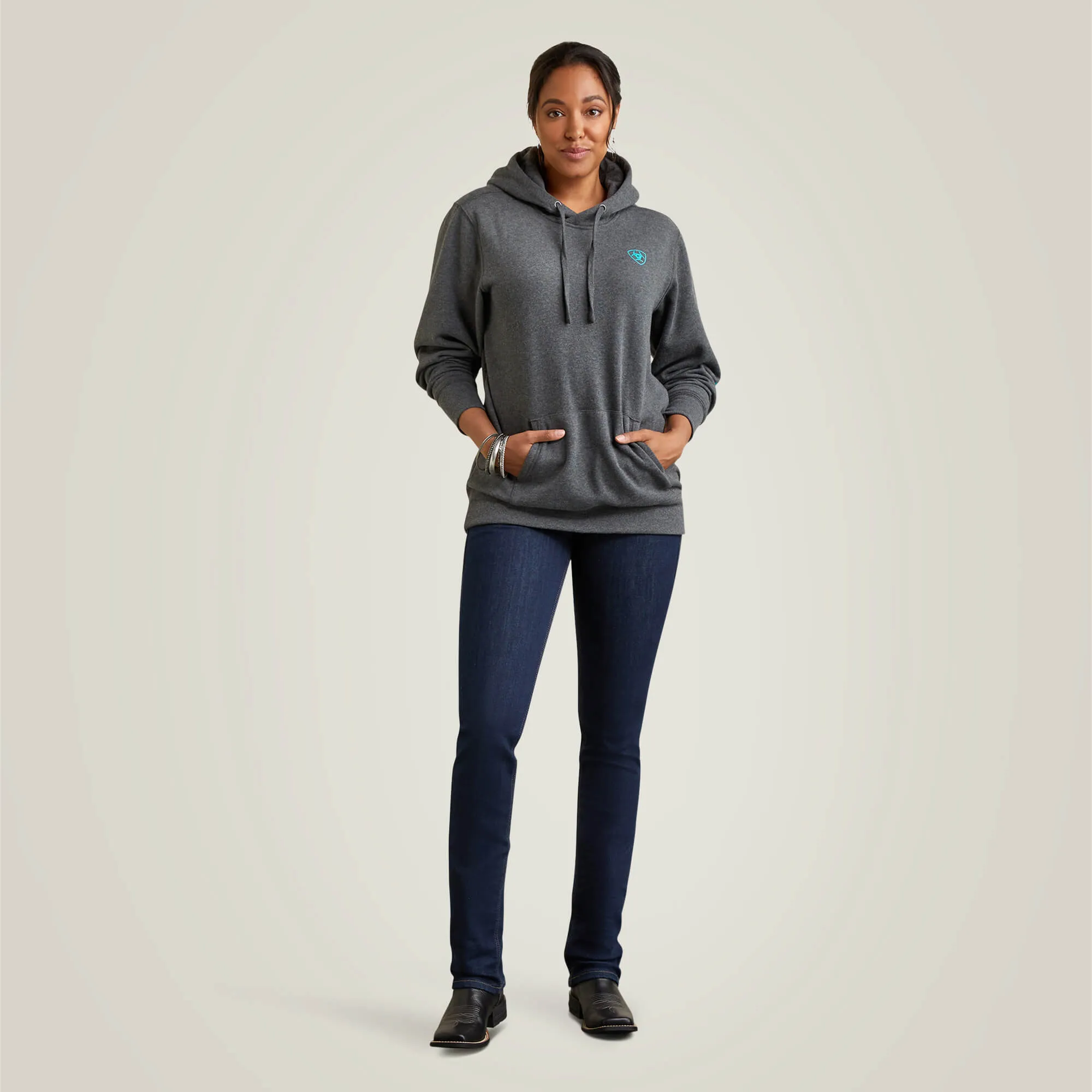 Women's Charcoal Heather Logo Hoodie