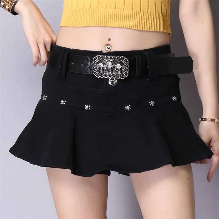 Women's Low Waist Punk Gothic Denim Mini Skirt