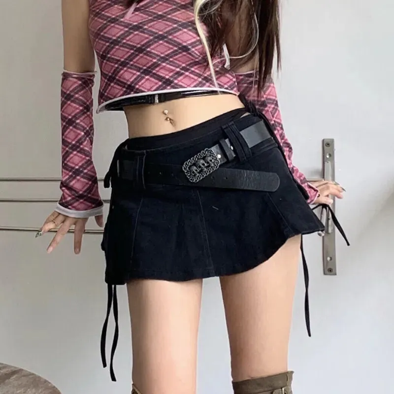 Women's Low Waist Punk Gothic Denim Mini Skirt