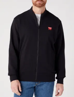 Wrangler Logo Zip-Up Funnel Neck Sweatshirts Real Black