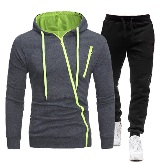 Xituodai Outdoor Tracksuit Set for Men with Zipper Jackets & Pants